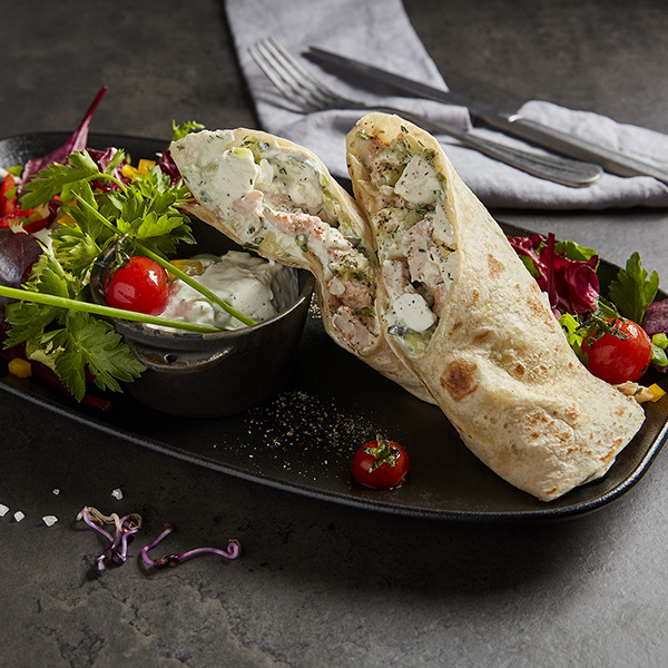 <div>Greek-style chicken and rocket wrap</div>